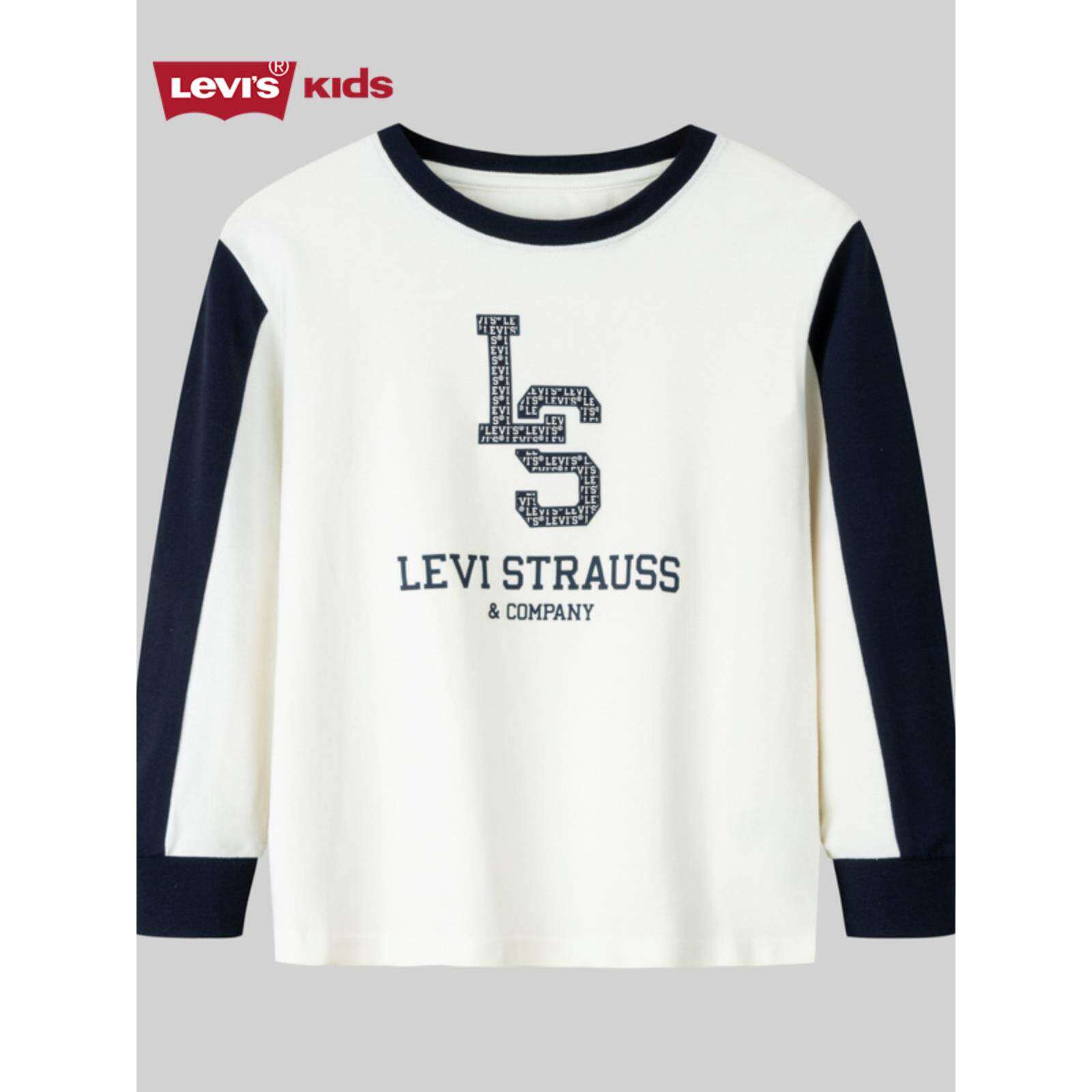 【商场同款】Levi's儿童童装长袖T恤2025秋新款男童复古拼接袖子