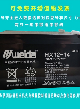 利达JB-QB-LD128E火灾报警控制器消防主机备用蓄电池HX12V14AH38