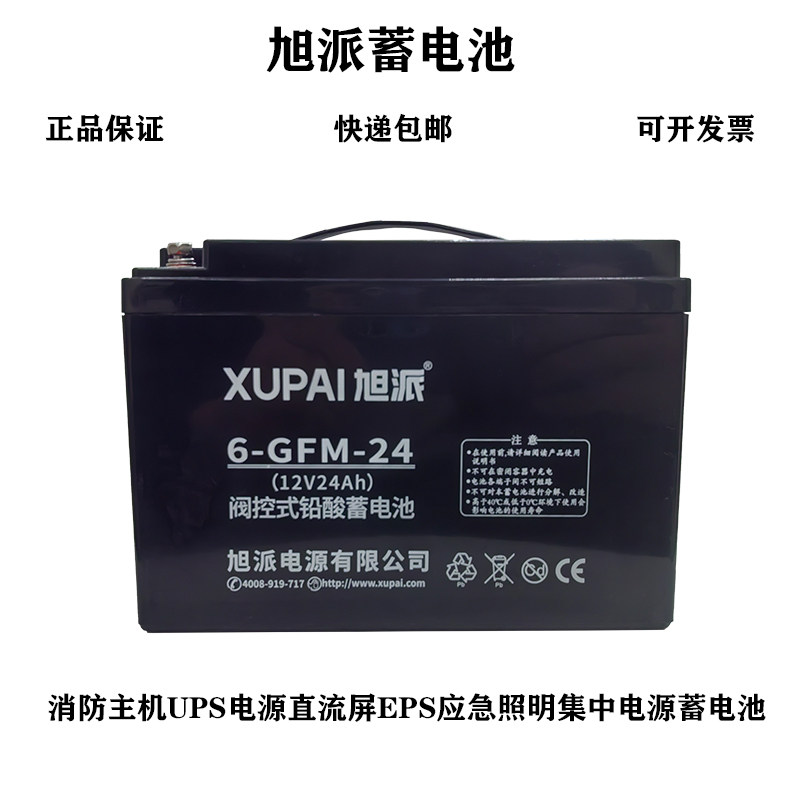 正品旭派6-GFM-24蓄电池12V24AH音响消防主机EPS应急照明集中电源