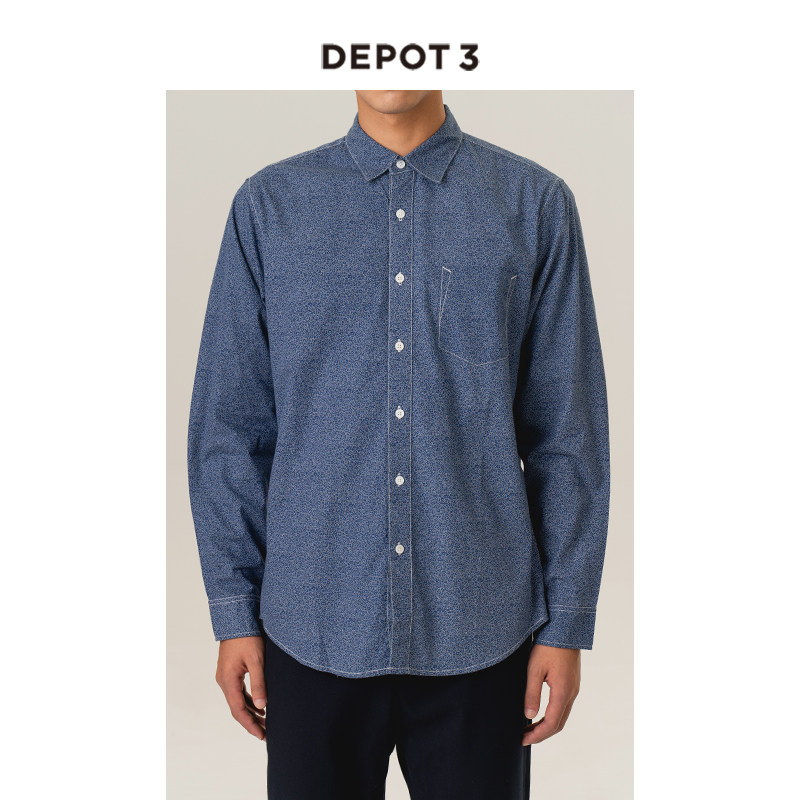 depot3 男装衬衫 国内原创设计品牌 小雏菊图案翻领长袖衬衫