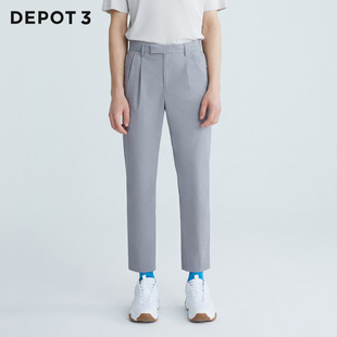 暗条纹浅灰西装 原创设计品牌经典 长裤 DEPOT3 男装 9分长裤