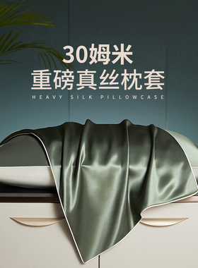 30姆米真丝枕套一对装桑蚕丝丝绸枕套枕巾夏季冰丝枕头套48x74cm
