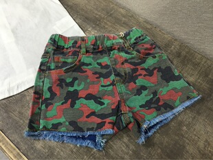 夏季韩版童装儿童女童中童 迷彩弹力牛仔短裤热裤特价