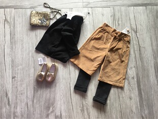 品牌童装儿童女童中童 卡其色 大脚假两件长裤亏本清仓