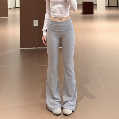 微喇运动裤女秋季2026新款小个子休闲显瘦翻腰卫裤垂感阔腿喇叭裤