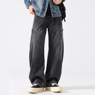 弯刀裤 男士 版 型高街阔腿潮牌牛仔裤 品质男装 长裤 2026秋冬新款