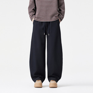 保暖长裤 美式 冬季 男ins潮流痞帅慵懒风弯刀休闲裤 重磅加绒牛仔裤