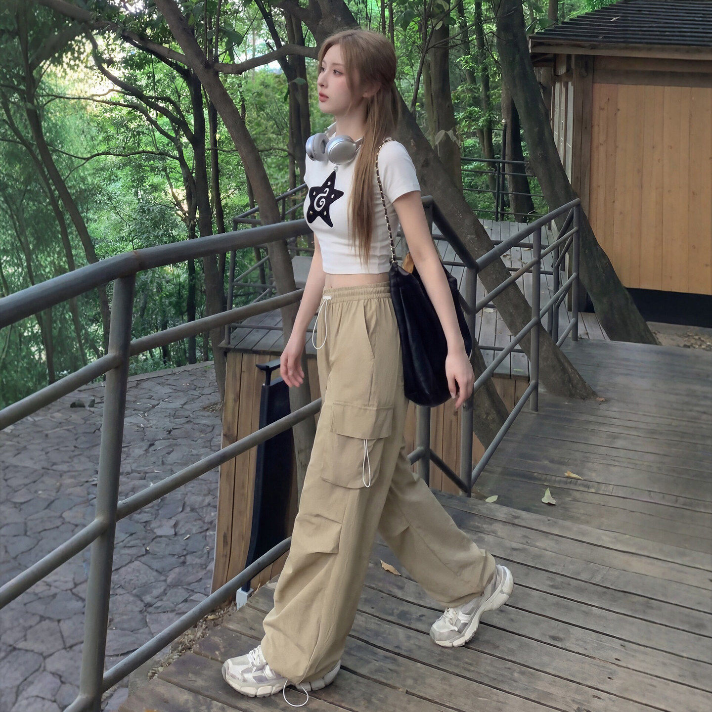 冰丝速干运动裤女2026夏季新款直筒宽松阔腿登山冲锋裤大码工装裤