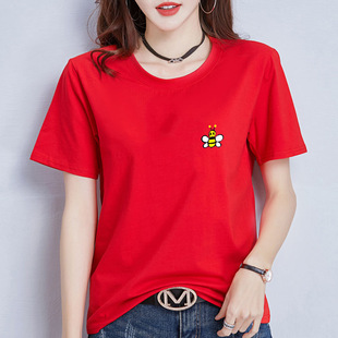 宽松圆领印花短袖 夏季 t恤女装 原宿风上衣半袖 ins潮 打底衫 现货