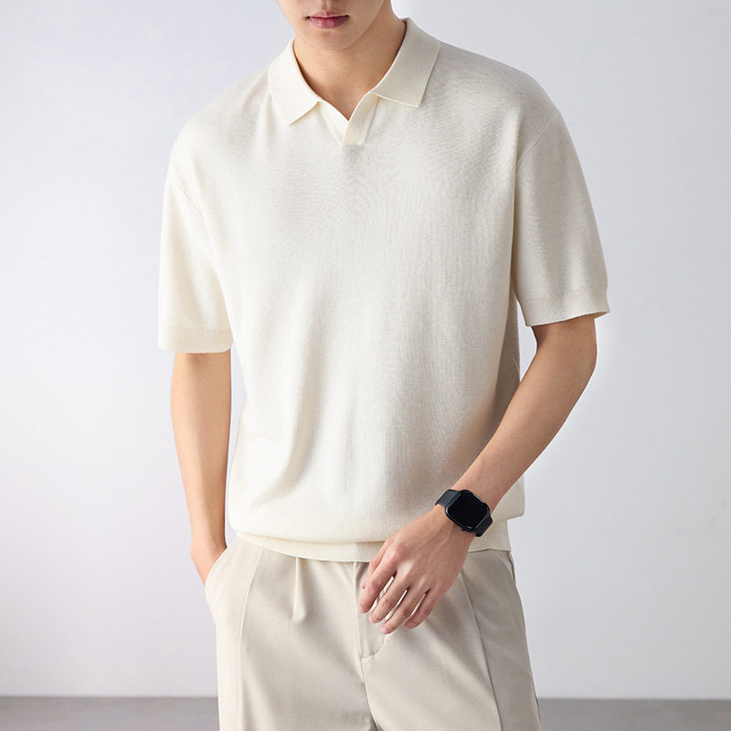 冰丝针织Polo衫男士夏季薄款轻熟风商务休闲翻领短袖t恤男装