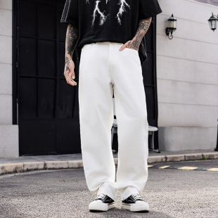 男裤 潮牌宽松直筒垂感阔腿牛仔裤 主推超柔棉黑色美式 2026春季