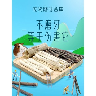 兔子仓鼠磨牙棒甜竹苹果枝木瓜树墩龙猫磨牙棒豚鼠磨牙零食玩具