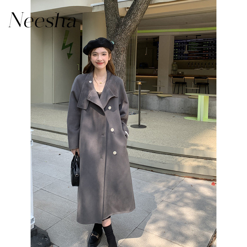 Neesha中长款韩系羊毛大衣