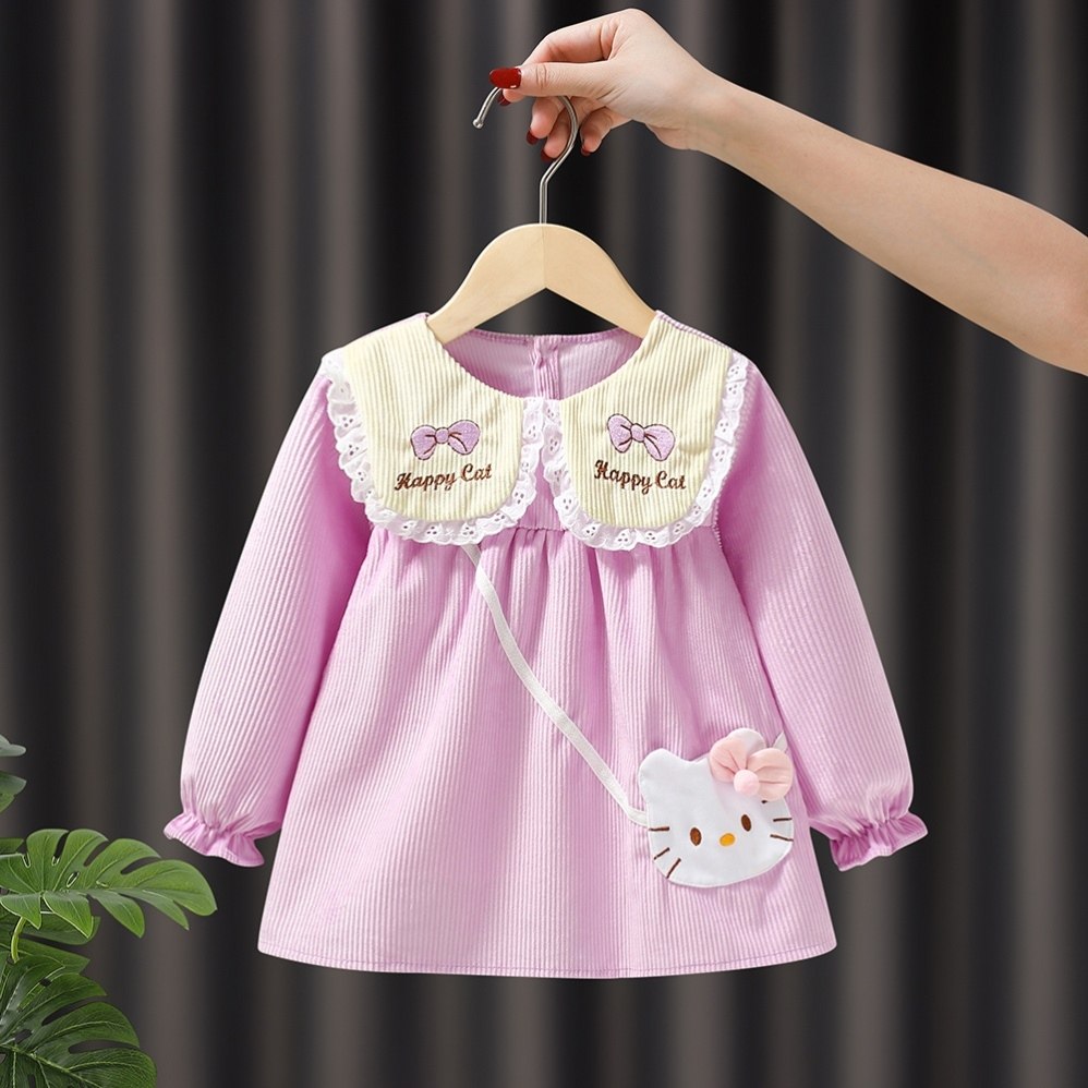 女宝宝罩衣洋气冬季灯芯绒反穿衣吃饭围兜防脏儿童护衣小罩衫外穿