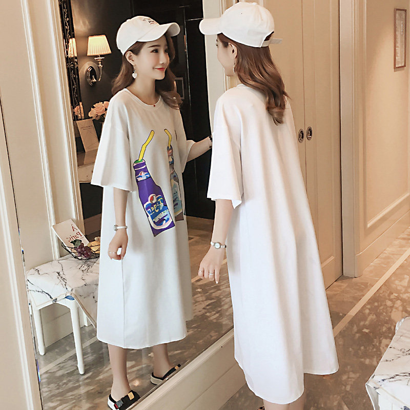 ief愛依服夏季大碼寬松卡通瓶子印花長裙過膝韓版純棉長款短袖t恤在類目 孕婦裝/孕產婦用品/營養, 孕婦裝, 襯衫/雪紡衫中 - 來自Buy2taobao.com提供專業的淘寶代購服務