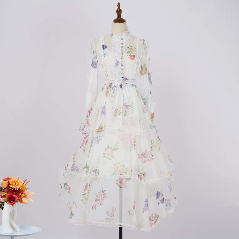 外贸独立站蕾丝拼接花边花卉套头礼服晚装连衣裙女现货长袖,女装/女士精品,连衣裙,淘宝优惠券,粉丝福利购,淘宝优惠卷