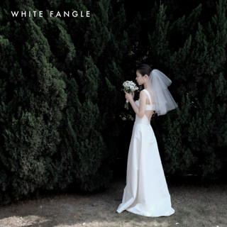 WHITE FANGLE 浮现  新娘短层次头纱旅拍森系婚礼通透美网