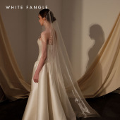 WHITE 旅拍 头纱液态欧根纱婚礼新娘结婚仪式 FANGLE 听泉