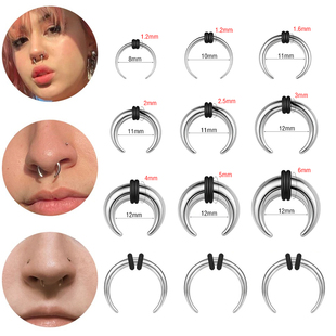 耳洞耳钉扩孔穿刺鼻环扩大工具扩耳器扩乳环PA耳环钛钢耳骨环银色