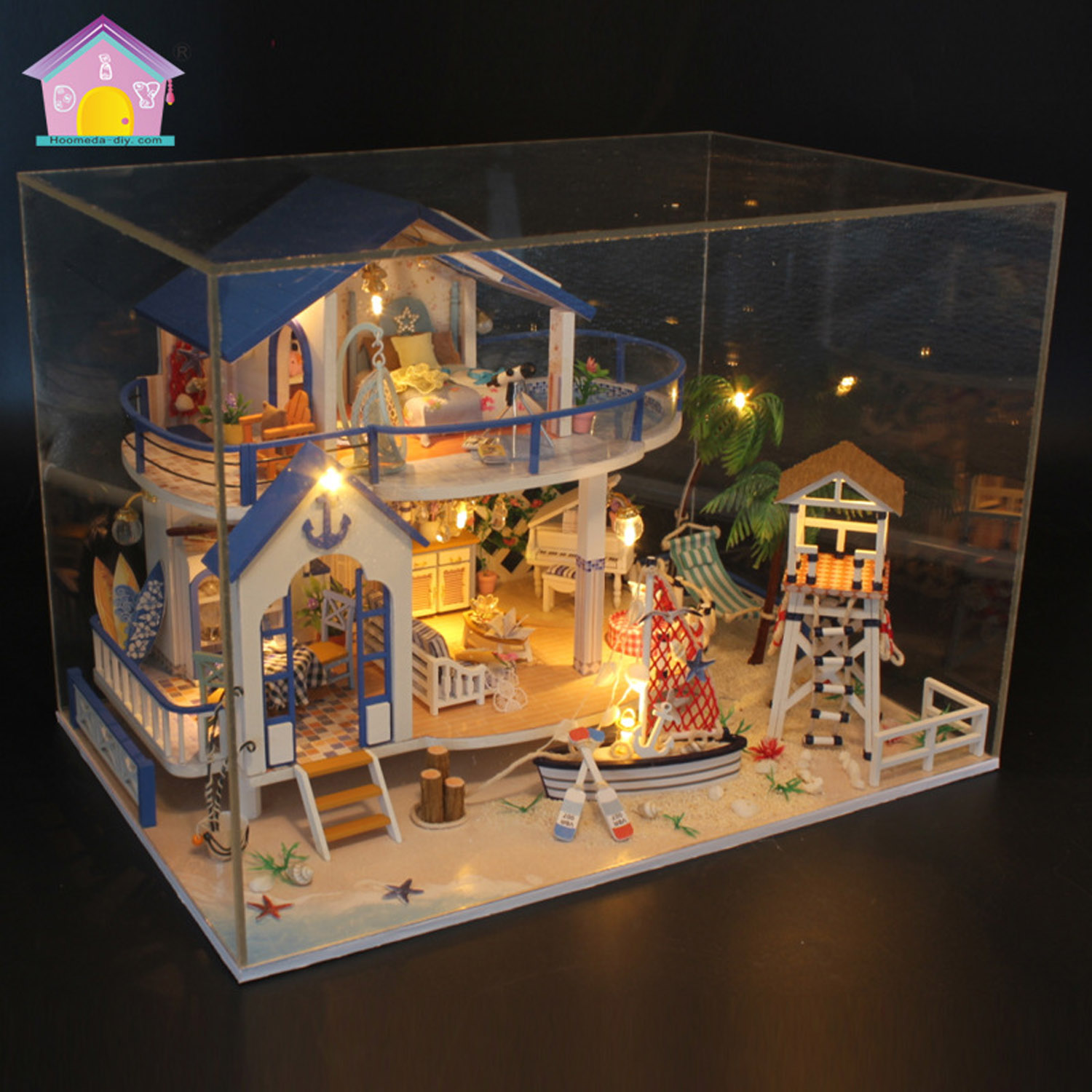 地中海双层小屋微缩模型