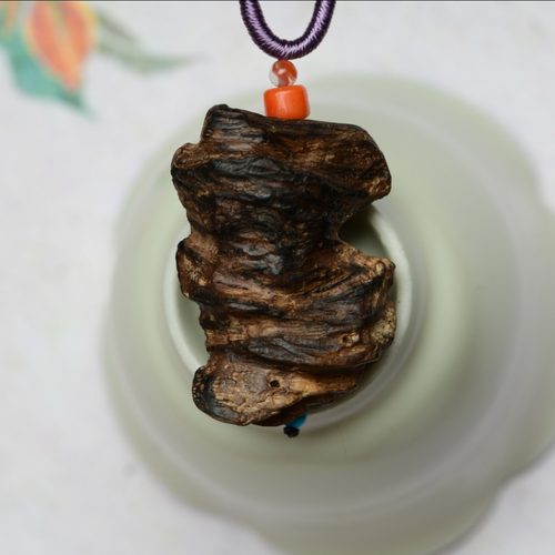 天然野真文莱沉香随形吊坠男士款
