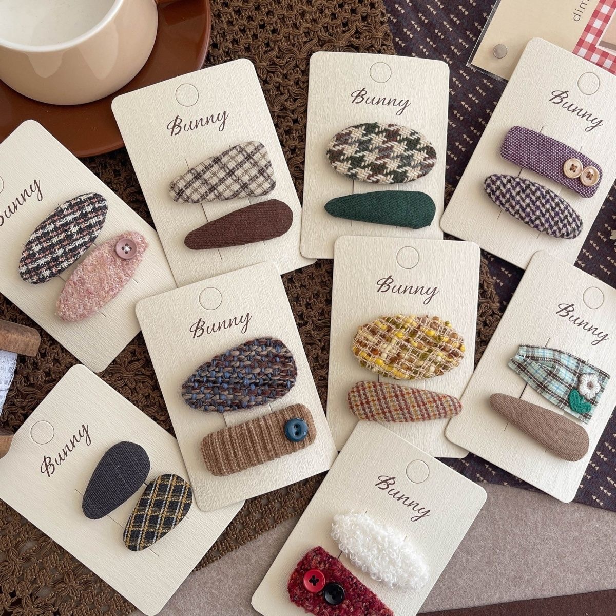 新款韩系布艺格纹发夹可爱女童纯色碎发BB夹刘海侧边夹头饰品