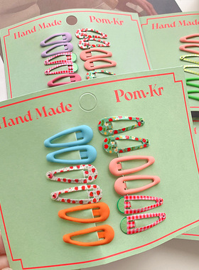 韩国新款3cm印花磨砂迷你宝宝bb夹可爱百搭女童刘海夹彩色侧边夹