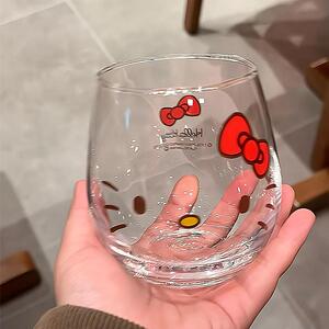 Kitty玻璃水杯可爱chiikawa牛奶杯女高颜值家用饮料果汁杯耐高温
