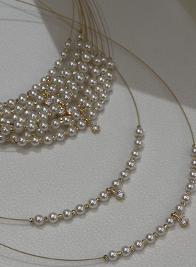 竺玥·天然淡水珍珠项链女星辰微笑设计感带钻高级小众锁骨链轻奢