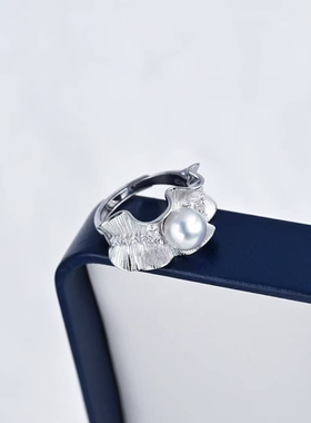 竺玥·蕾丝花边s925纯银海水真多麻珍珠戒指轻奢大气波浪珍珠戒指