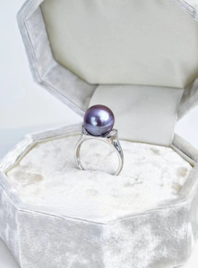 竺玥·紫罗兰戒指纯银天然珍珠戒指女款轻奢小众设计感高级气质款