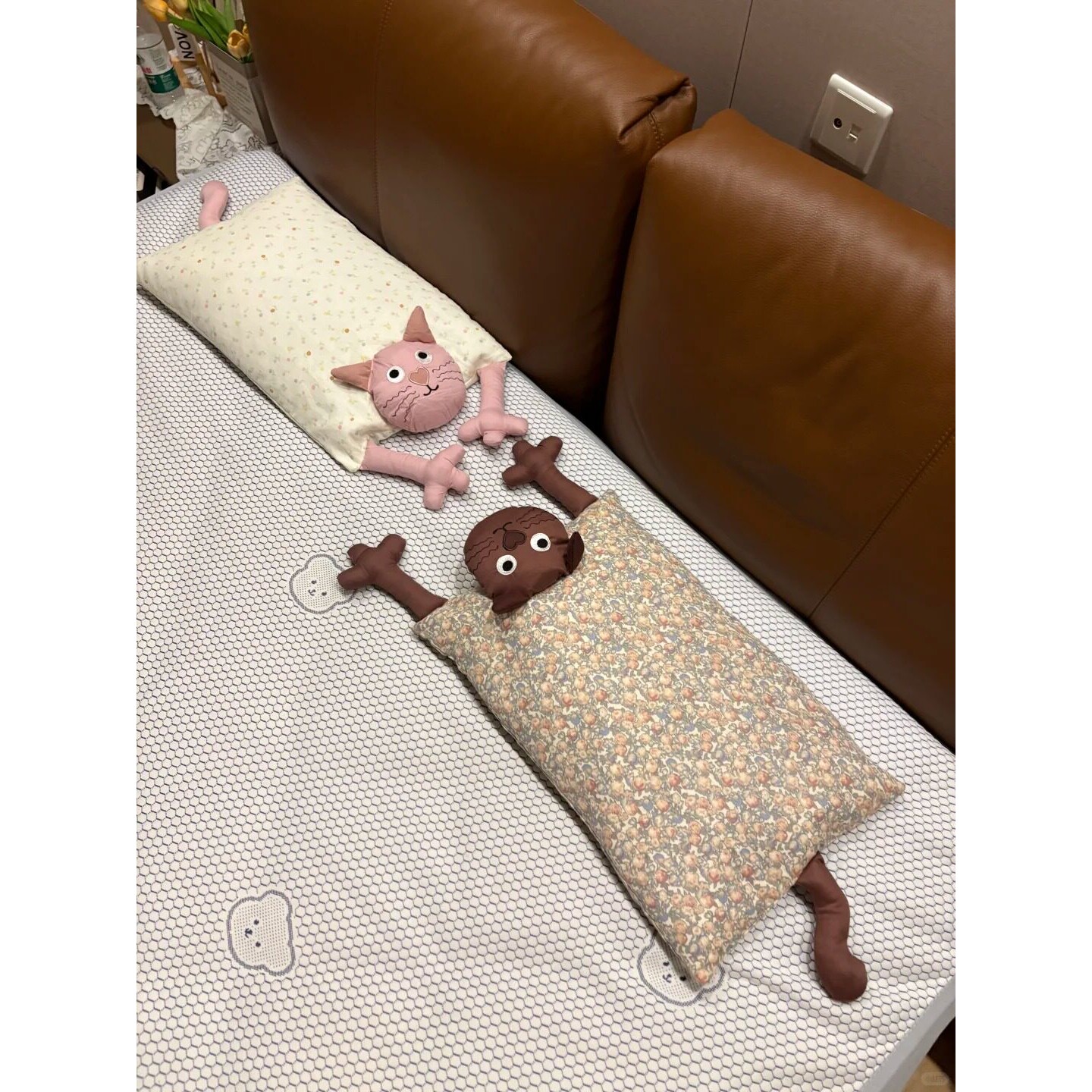 可爱猫咪荞麦枕纯棉全棉双层纱成人低枕芯单人家用可拆卸枕头芯