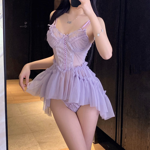 网纱蕾丝吊带风情万种氛围感睡裙