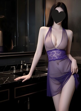 拿捏男友睡衣紫色蕾丝网纱镂空连衣裙性感刺激勾魂激情风睡裙纯欲