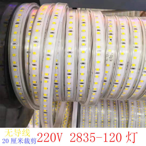 2835无导线220V灯带20厘米裁剪超亮防水暖光灯条亮化照明工程LED