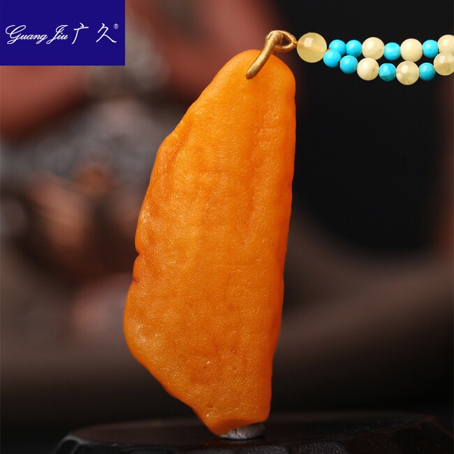 广久 波罗的海天然蜜蜡吊坠 原皮琥珀原石原矿项坠挂件送链10.96g