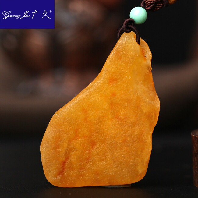 广久 波罗的海天然蜜蜡吊坠 原皮琥珀原石原矿项坠挂件送链18.12g