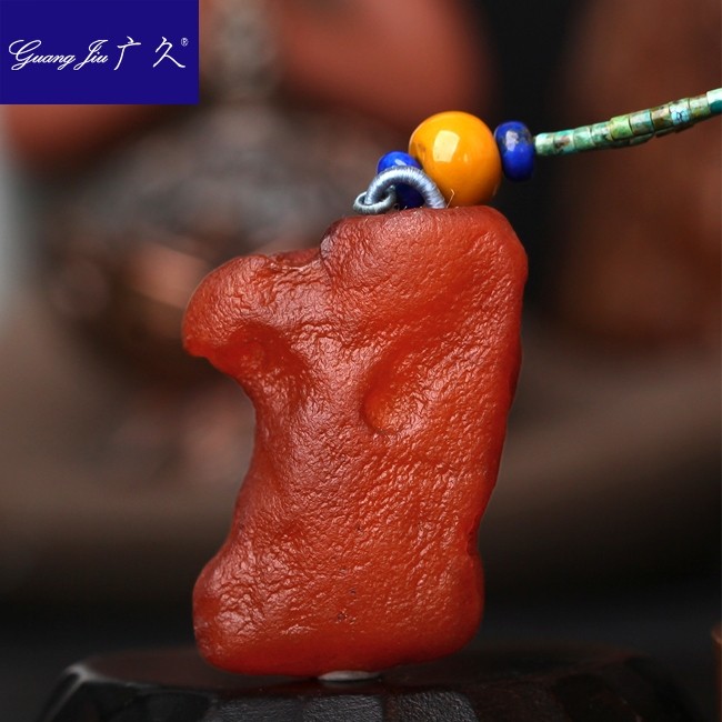 广久 波罗的海天然蜜蜡吊坠 原皮琥珀原石原矿项坠挂件送链16.94g