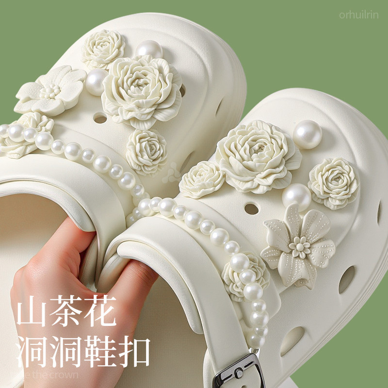 山茶花洞洞鞋扣拖鞋装饰2026新款
