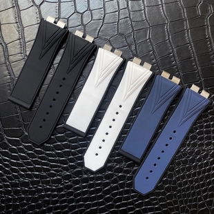 适配宇博恒宝刺青二代418快拆橡胶硅胶手表带表链腕带黑白蓝色男
