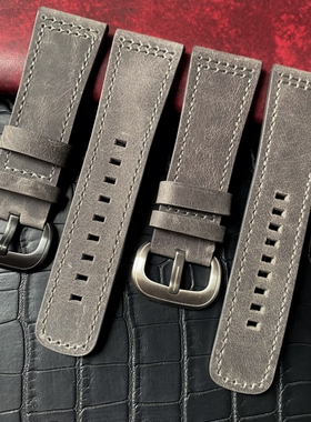适配七个星期五疯马皮真皮手表带Sevenfriday M1/M2/P3复古灰色男