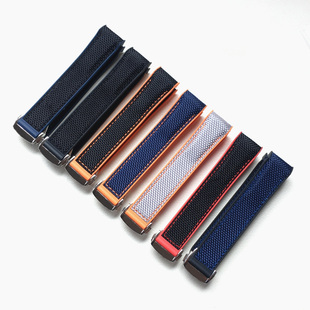 适用欧米茄表带海洋宇宙9900海马8900硅胶橡胶尼龙帆布 22mm 20mm
