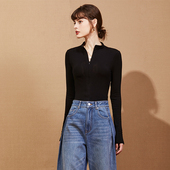 保暖打底衫 Carolingian極简松弛 气质上衣女 修身 巨舒适Viscose