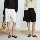 Row松弛 舒适VISCOSE 亚麻極简时髦宽松短裤 Carolingian 五分裤
