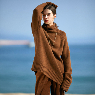 Carolingian法国单 羊毛高克重毛衣女重工针织衫 高领厚款 牦牛绒