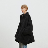 羊毛廓形蝙蝠袖 Carolingian静奢ROW风 秘鲁苏力羊驼毛 大衣外套