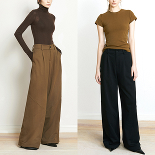 女2024秋冬 精梳棉高克重阔腿卫裤 Carolingian 气场ROW风松弛感