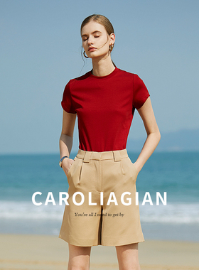 Carolingian 刚需Ji简！重磅丝光匹马棉T恤女 成衣精致T