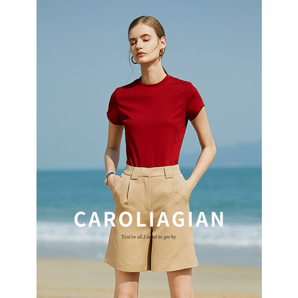 Carolingian 刚需Ji简！重磅丝光匹马棉T恤女 成衣精致T