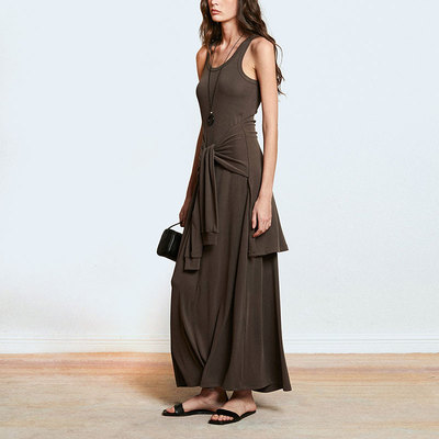 Carolingian舒适松弛！奥地利兰精莫代尔显瘦轻结构绑带T恤连衣裙